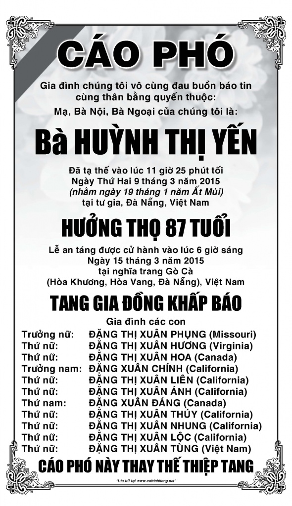 Cao Pho Ba Huynh Thi Yen