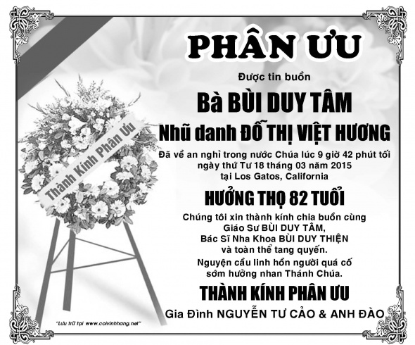 Phan Uu Ba Do Thi Viet Huong (Bsi Nguyen Tu Cao)
