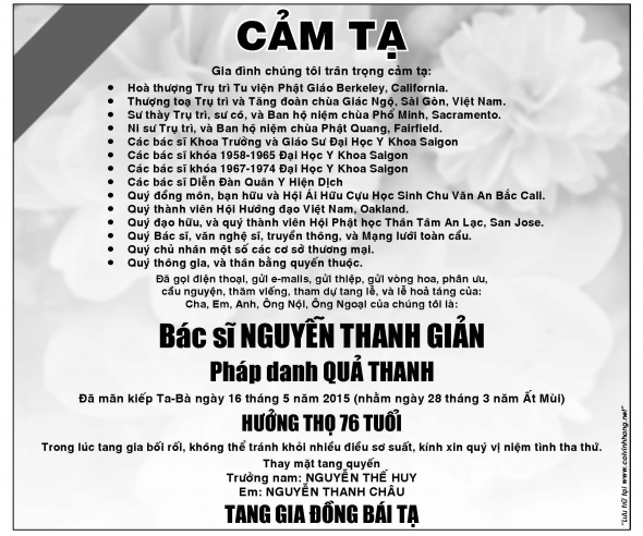 Cam Ta Bac Si Nguyen Thanh Gian