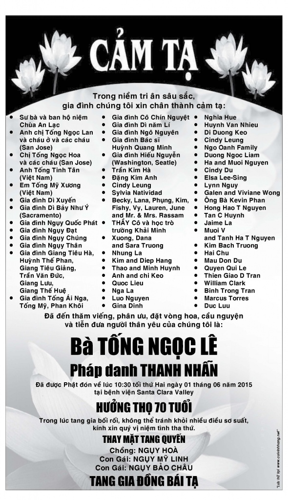 Cam Ta ba Tong Ngoc Le