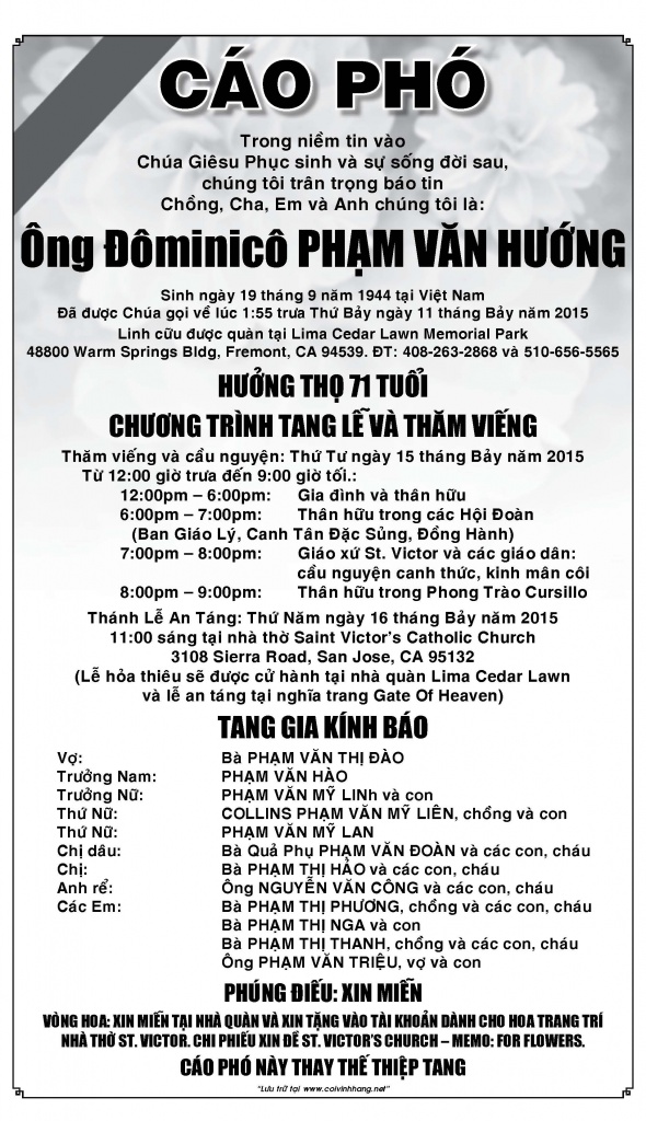 Cao pho ong Pham Van Huong