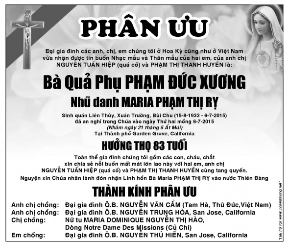 Phan Uu ba qua phu Pham Duc Xuong (Dai gia dinh)