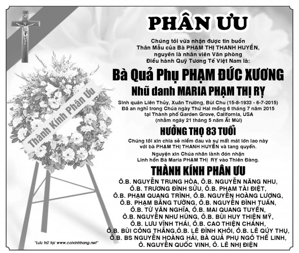 Phan Uu ba qua phu Pham Duc Xuong