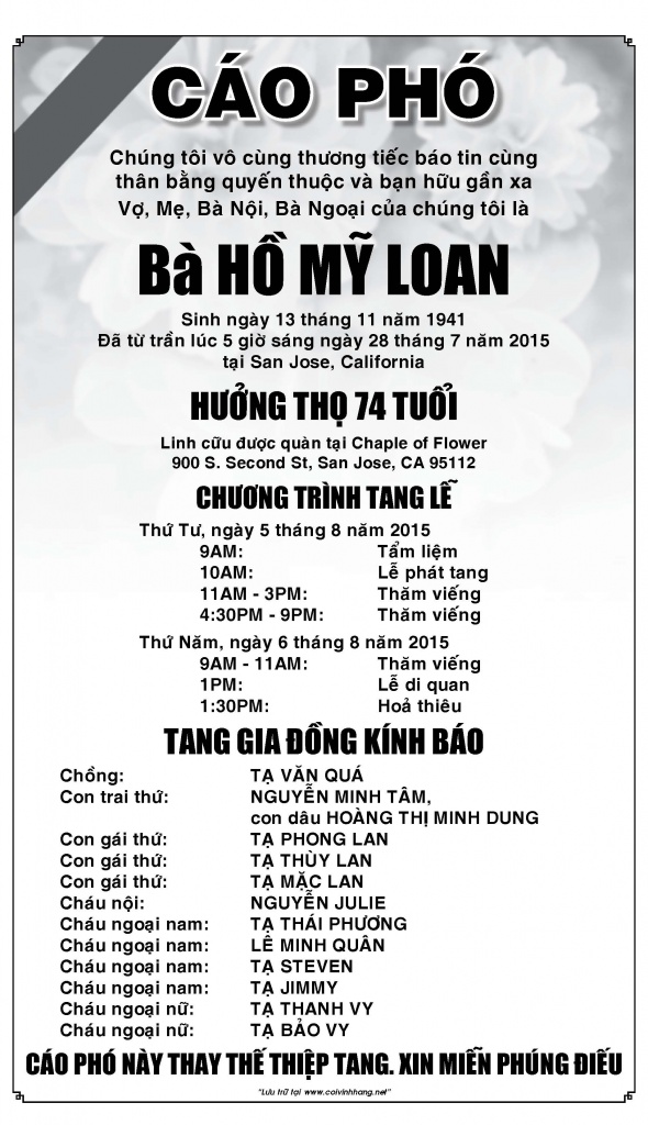 Cao pho ba Ho My Loan