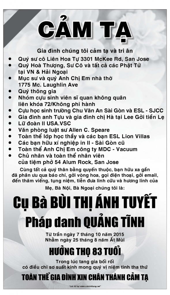 Cam Ta Ba Bui Thi Anh Tuyet