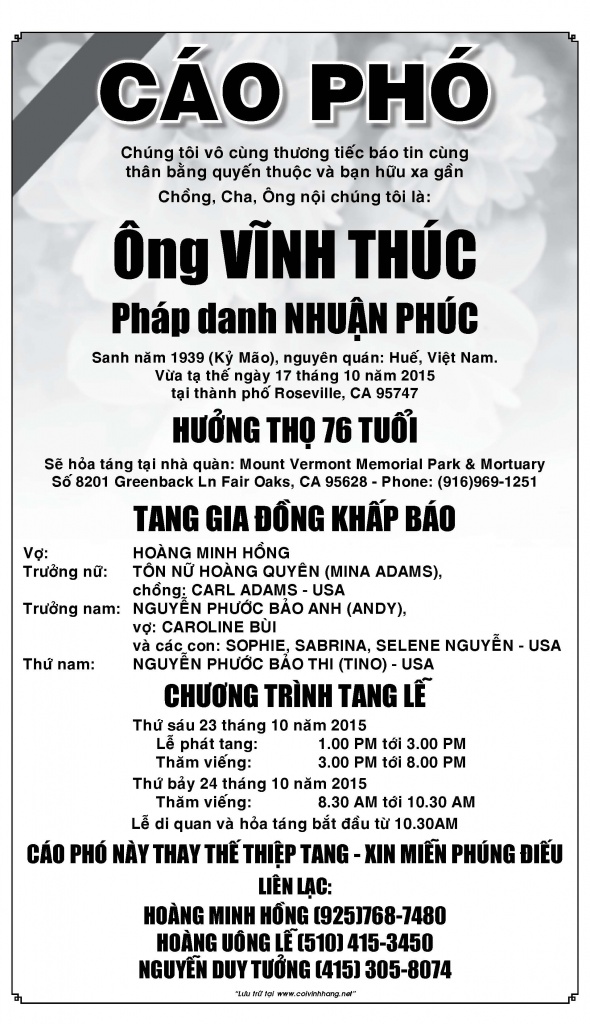 Cao pho ong Vinh Thuc