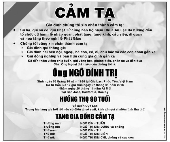 Cam Ta Ong Ngo Dinh Tri