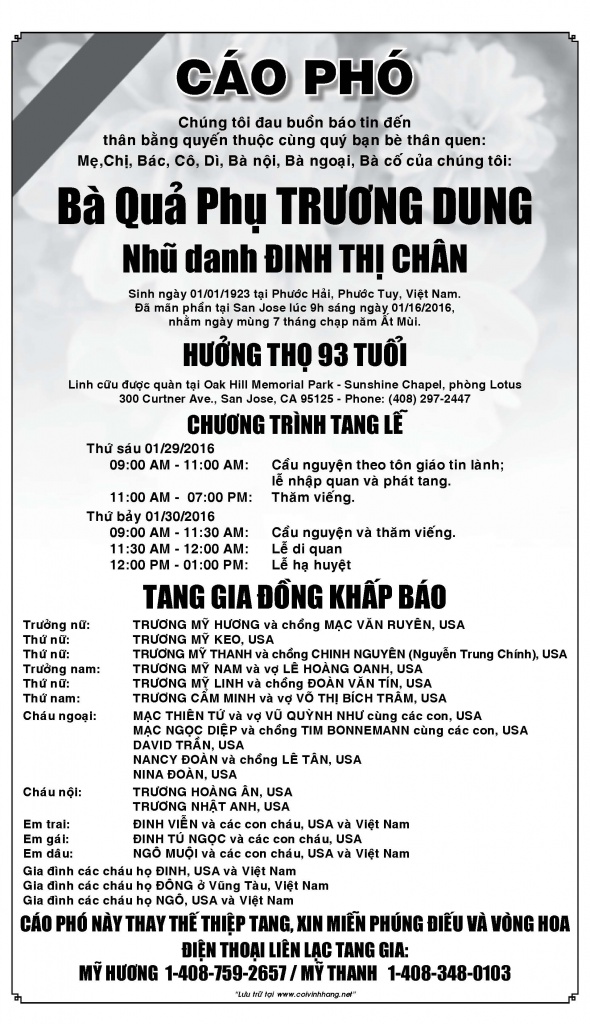 Cao Pho ba Truong Thi Dung