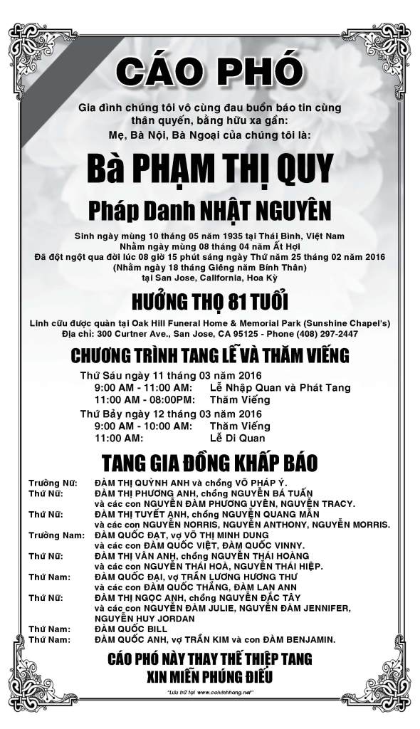 Cao Pho ba Pham Thi Quy