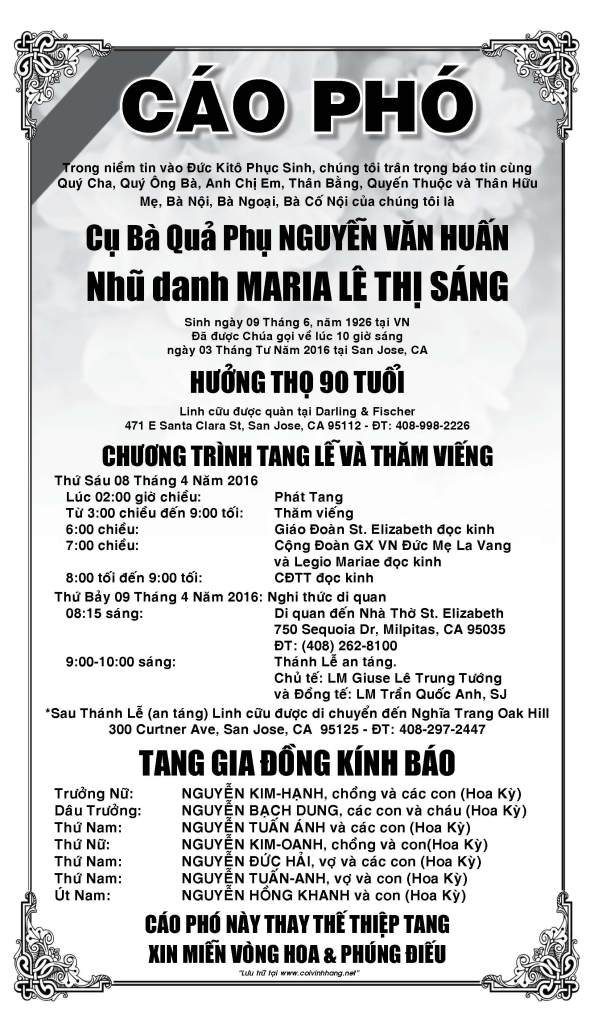 Cao Pho ba Le Thi Sang