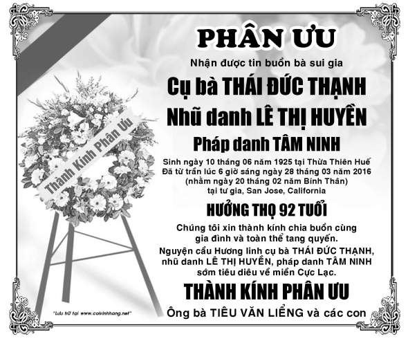 Phan Uu ba Thai Duc Thanh (TVL)