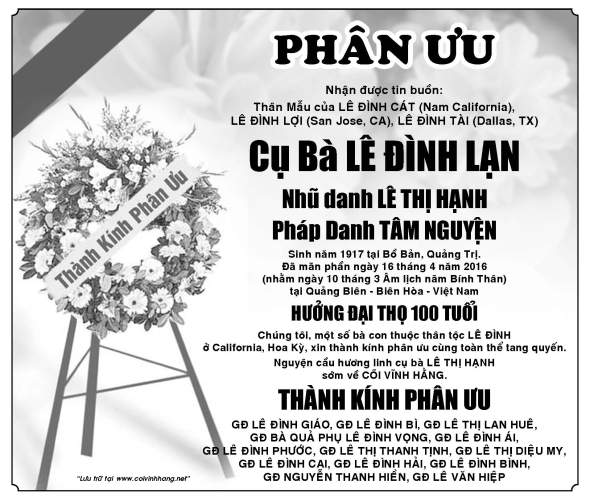 Phan uu ba Le Dinh Lan