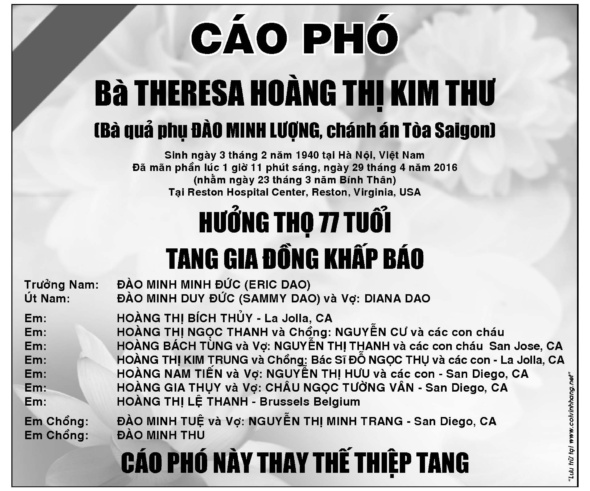 Cao Pho ba Hoang Kim Thu