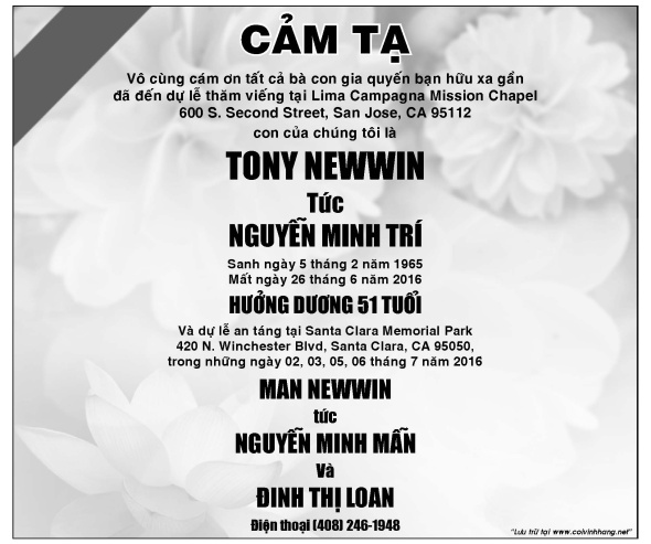 Cam Ta Ong Tony Newwin